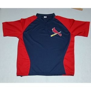 MLB St. Louis Cardinals Mens Quarter Zip Baseball Jersey T-Shirt Jacket XL